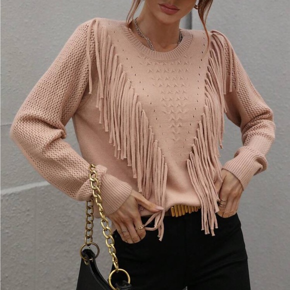Cozy fringe detail sweater top - Picture 16 of 16